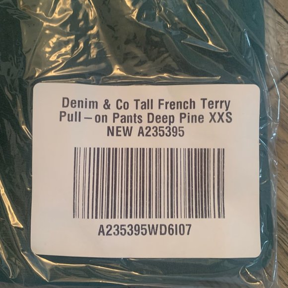 NWT DENIM & CO. ACTIVE FRENCH TERRY PULL-ON PANTS DEEP PINE XXS (TALL) - Picture 5 of 6